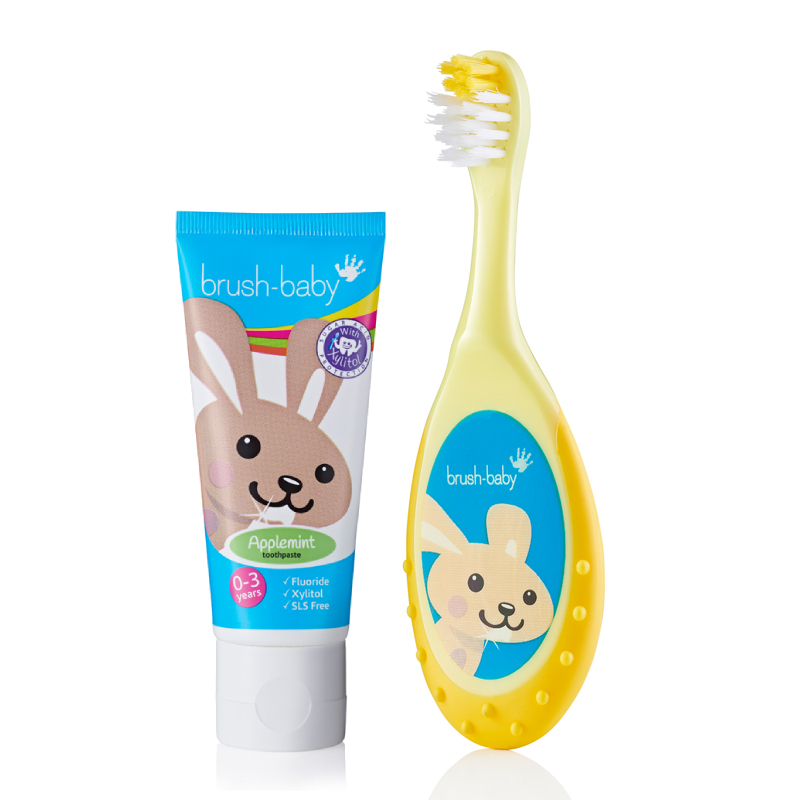 Brush-Baby | Brushbaby Children's Applemint Toothpaste with Xylitol (0 to 3 years) + FlossBrush 0-3 years